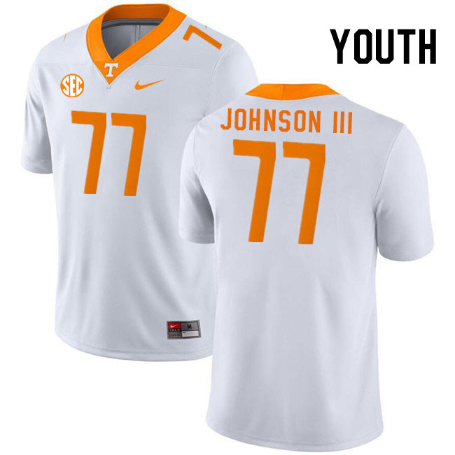 Youth #77 Larry Johnson III Tennessee Volunteers College Football Jerseys Stitched Sale-White - Click Image to Close